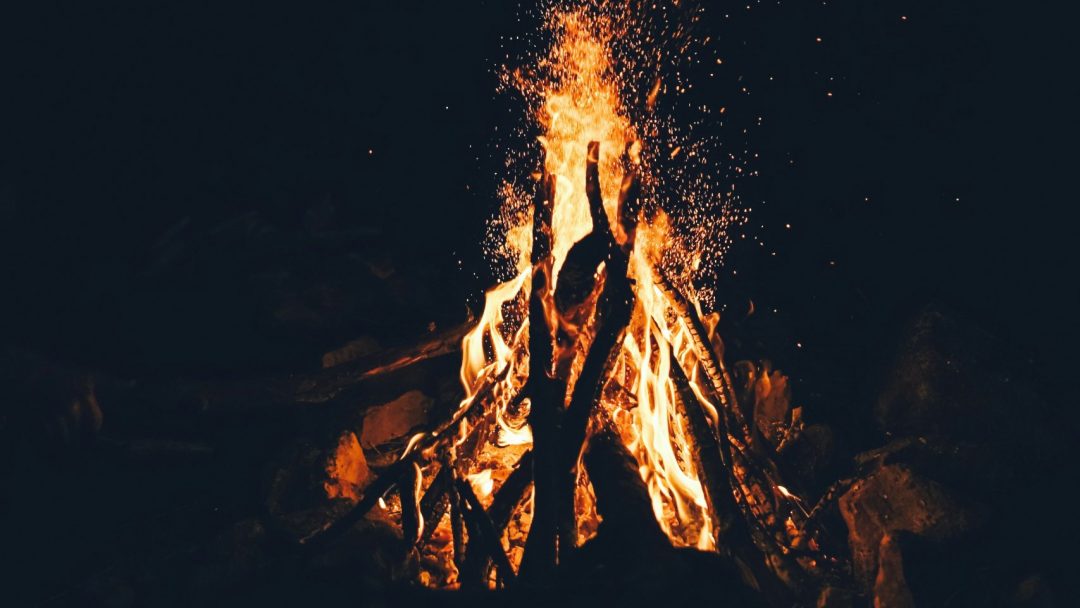 Bonfire with black background